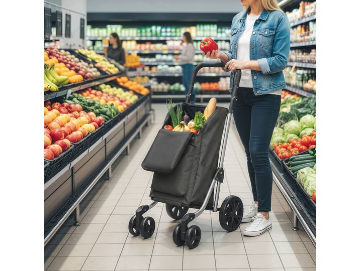 HOMCOM Chariot Courses 46L Pliable Isotherme Aluminium Gris