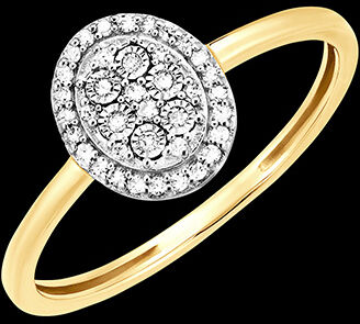 Edenly Ring Origine - Ovaler Glanz - 9 Karat WeiÃŸ- und Gelbgold und Diamanten