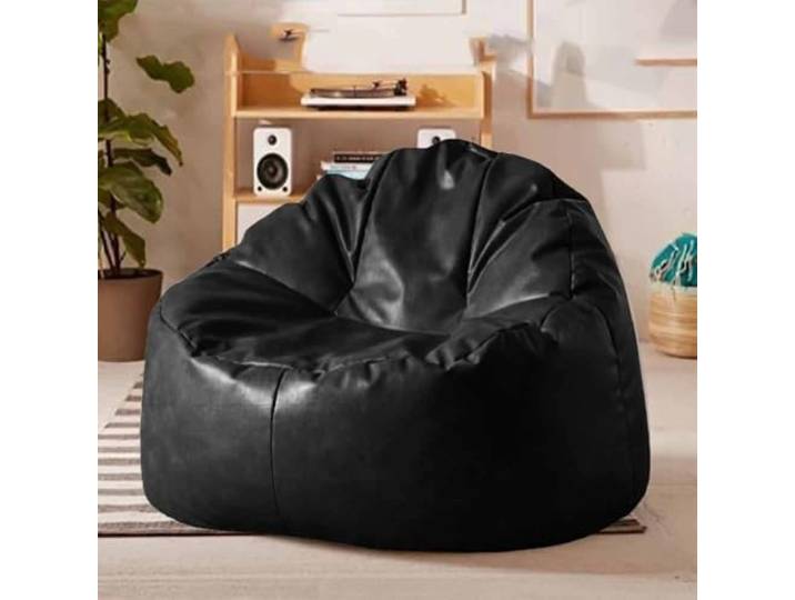 Luxuriöser Sitzsack-Stuhl (ohne Füllstoff), PU-Stuhl, Leder, Sitzsack-Bezug ohne Füllung, Sitzsack, Couch für Erwachsene und Kinder (schwarz)