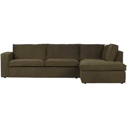 Ecksofa Freddie aus weichem Melange-Gewebe, modernes Design, rechts, dunkelgrün, 3-4 Sitzplätze