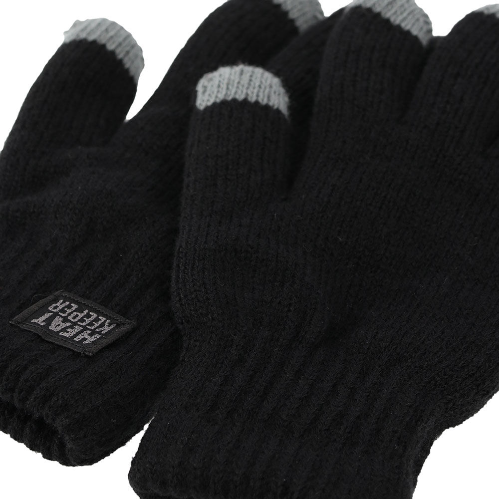 Thermohandschuhe HEATKEEPER, Gr. L/XL, schwarz, Strick, Materialmix, Handschuhe, wärmend, atmungsaktiv, TOG-Wert 1,9