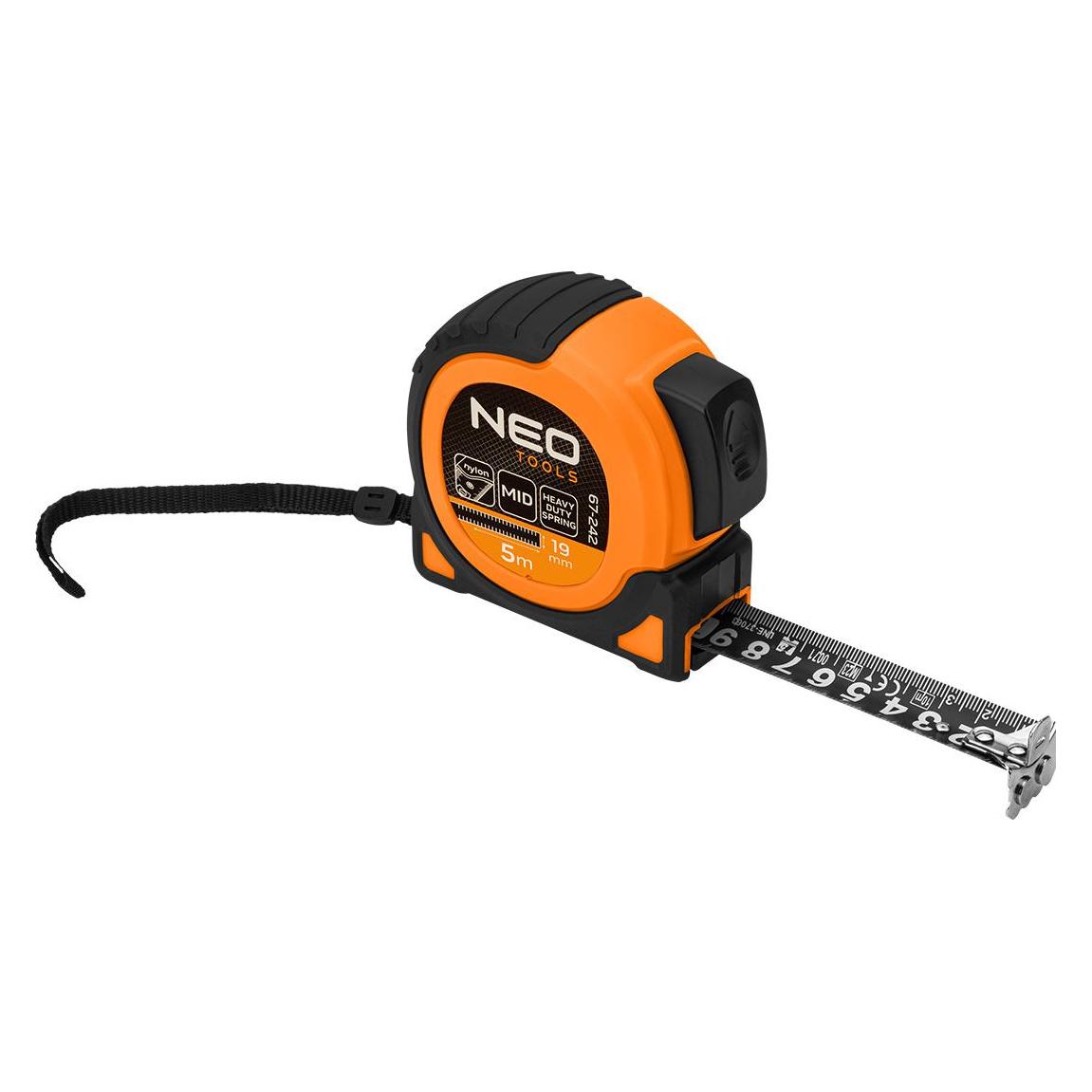 Neo Super Black Stahlbandmass 5 m x 19 mm, automatische Verriegelung, zwei Stopptasten, Magnet (5 m) (67-242)