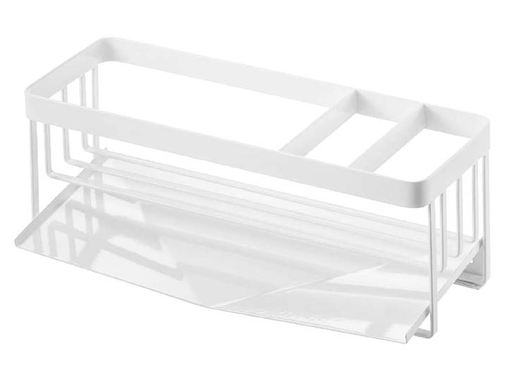Yamazaki 5016 Tower Sponge & Bottle Holder with Drainer, White, Steel, 25 x 10 x