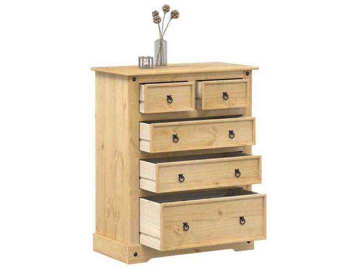 Meuble Entrée Brun - Commode Corona 92x48x114 cm bois massif de pin A14723