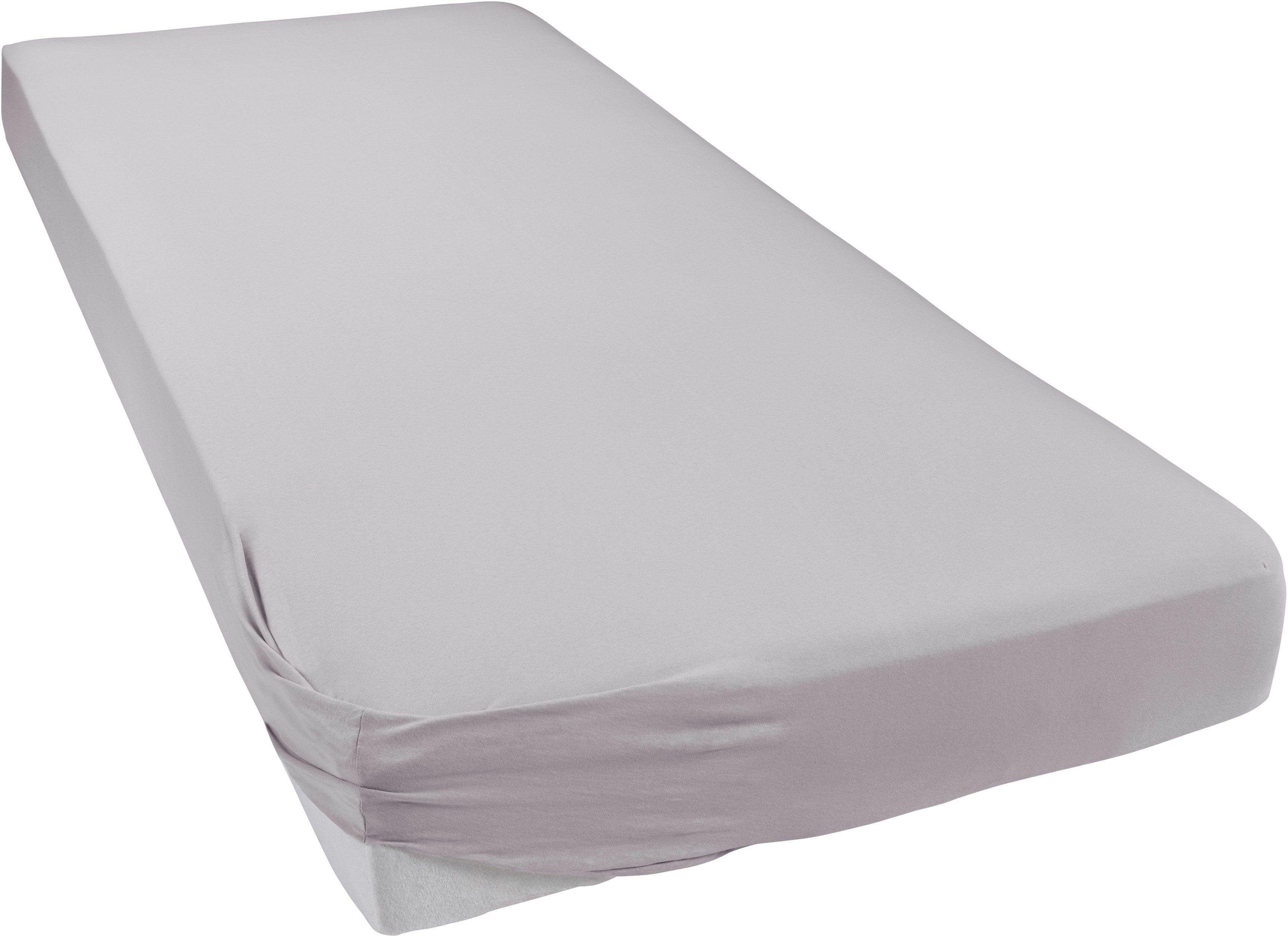Spannbettlaken BELLANA "bellana deluxe für Boxspring- & Komfortbetten, mit Elasthan, 230 g/m²", silber (silberfarben), B:160cm, Jersey, Obermaterial: 95% Baumwolle, 5% Elasthan, Bettlaken, Spannbettlaken, Premium-Qualität, für extra hohe Matratzen 35-45 c