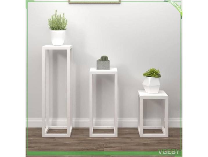 Ensemble de supports pour plantes - FAFEICY - Ensemble 3 pièces - Blanc - Bois de pin massif - Cadre stable