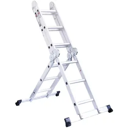 Stier, Leiter + Gerüst, Vielzweckleiter 4x3 Sprossen + Plattform 150 kg 12 Stufen DIN EN 131 (Plattformleiter, 339 cm)