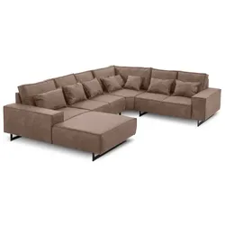 filippo Wohnlandschaft Antwerp Mikrofaser Braun 343 cm