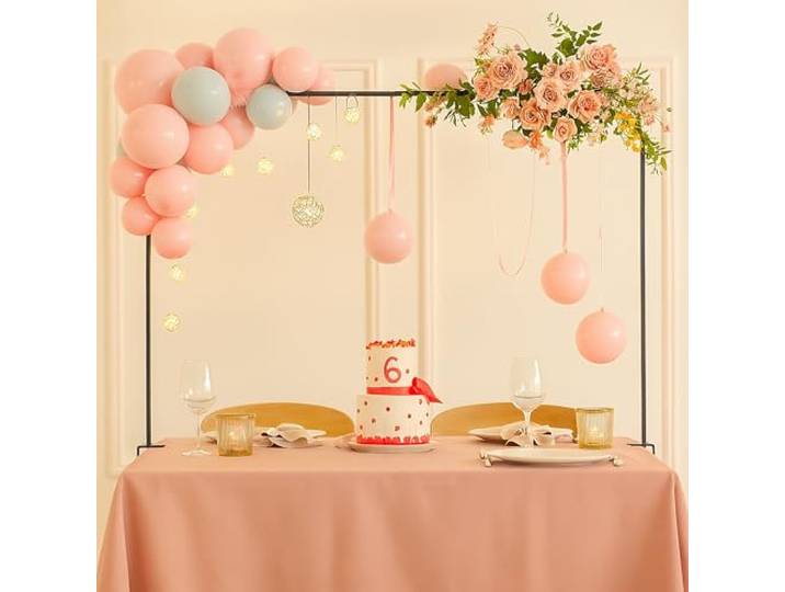 Relaxdays Arche de Table Extensible\, H : 78\,5–118 cm\, Noire L : 107–265 cm\, métal\, anniversaire\, mariage\, décoration