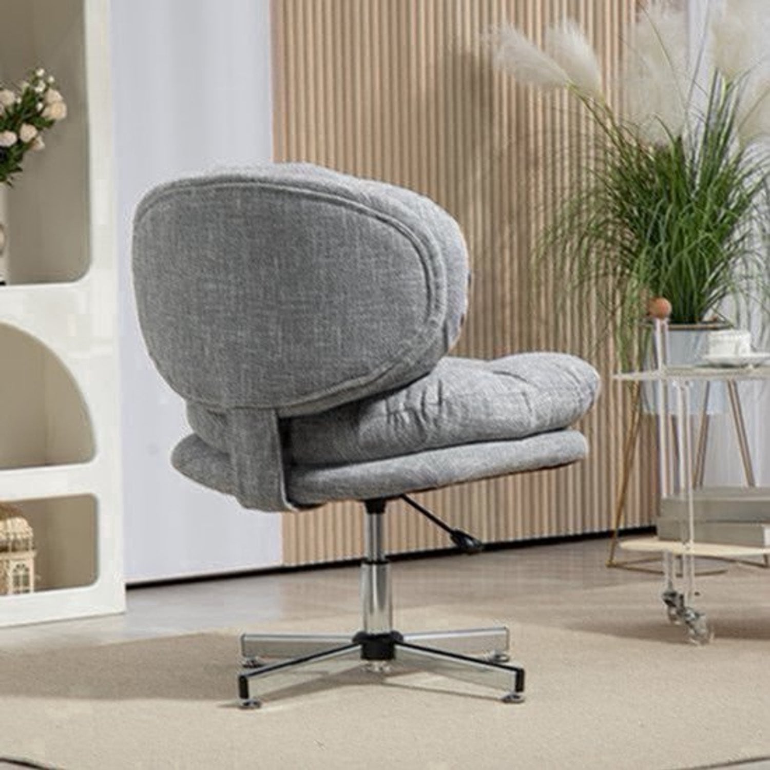 Ergonomische bureaustoel met linnen look en kantelfunctie, grijs