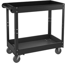 Hirsh 2-Tier Metal Utility Cart Storage Service Tool Trolley, Holds up to 400 lb, 30 x 16, Black - 6.100 X 18.500 X 33.070