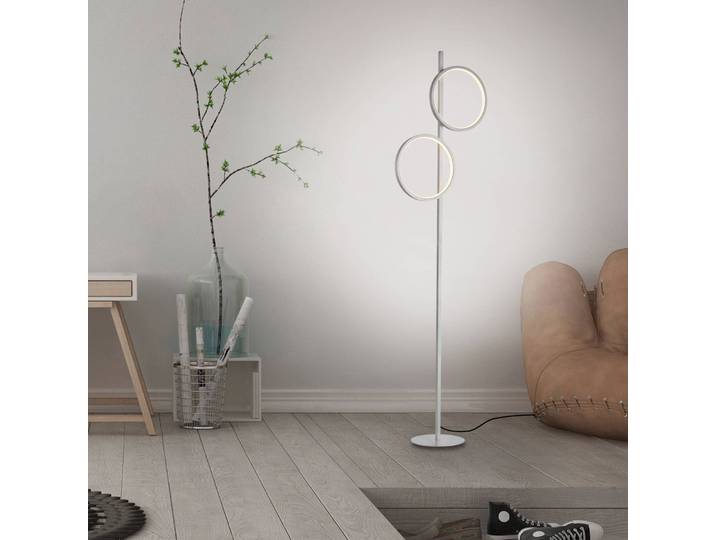 JUST LIGHT. GmbH Stehlampe Mini-Ritus, alu / grau / zink, für Wohn- / Esszimmer, Metall, Modern