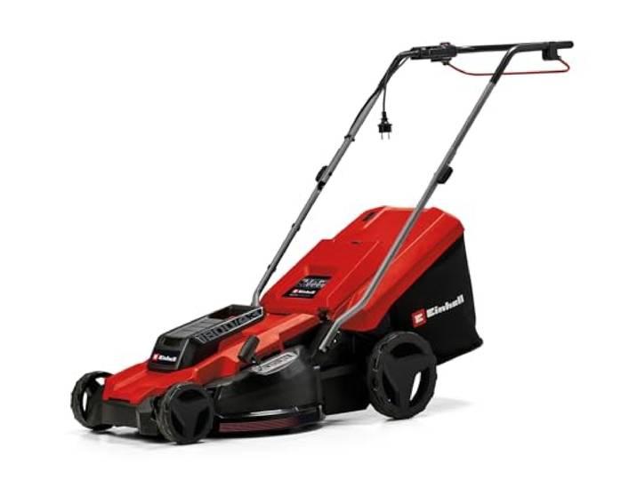 Tondeuse à Gazon électrique Einhell GC-EM 1800/43 1 800 W largeur de coupe de 43 cm jusqu'à 800 m² bac de ramassage de 50 L réglage centralisé de la hauteur de coupe