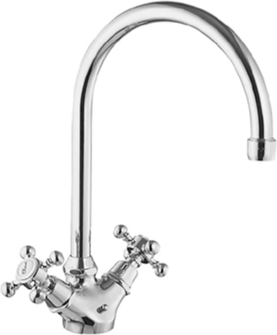Herzbach Anais mélangeur de cuisine 32471000101 chrome, mélangeur à deux poignées, saillie 18 cm