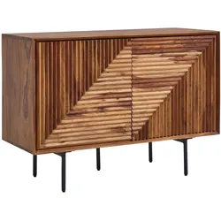 WOHNLING Sideboard 100x71x40 cm Sheesham Massivholz / Metall