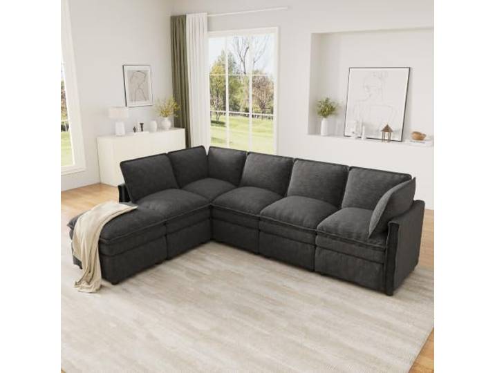 VILUXE XXL Sofa 6-Sitzer mit Schlaffunktion, Chenille, U- oder L-Form, Grau XXL Schlafsofa,Chenille,Wohnzimmer & Büro,Familien & Gäste