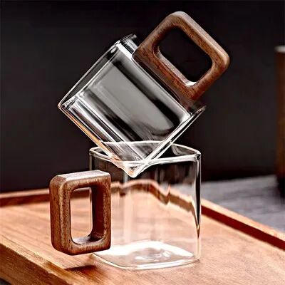 Rare Purchases Fresh Ground Coffee Glass Mug With Walnut Wooden Handle, Small Capacity Home Breakfast Milk Tea Cups And Mugs Drinkware Fresh Ground Coffee Glass Mug With Walnut Wooden Handle, Small Capacity Home Breakfast Milk Tea Cups And Mugs Drinkware