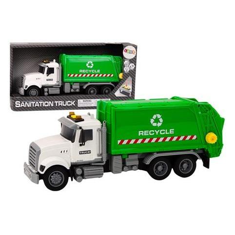 Lean Toys Weisser und grüner Müllwagen (49675319)