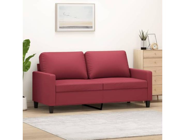 HEFZGDB Weinrotes 2-Sitzer-Sofa 140 cm Breite Kunstleder Polstermöbel mit Metallgestell, Langlebiges Schmutzabweisendes Sofa für Wohnzimmer, Bequeme Sitzflächen und Elegantes