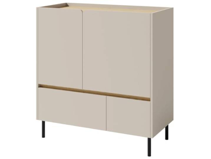 Kommode LICO mit 2 Schubladen, 2 Türen & 2 Regalböden, 95x40x105 Beige Sand Für Jugendzimmer, Für Schlafzimmer, Moderne Farben