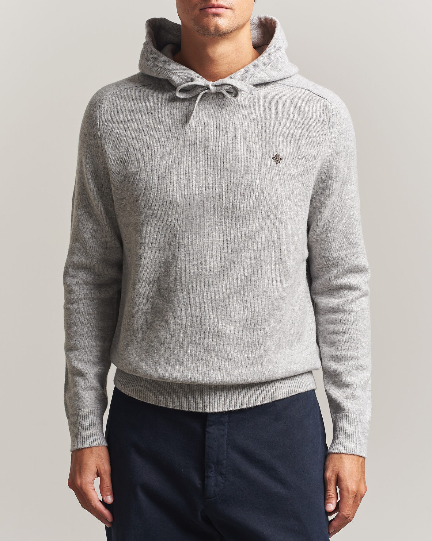 Morris Hertford Lambswool Hoodie Grey men L Grå