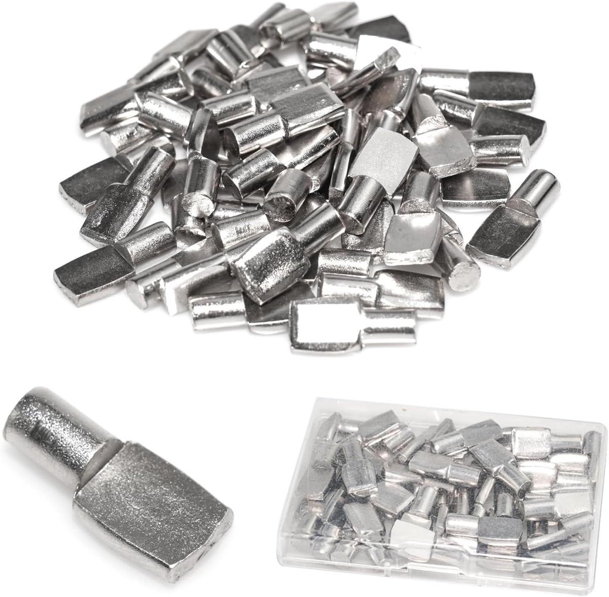 Zilveren metalen plankspelden voor het bevestigen van planken, 7 mm