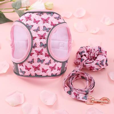Uplifted Finds "Plush Thermal ""Sweet Prints"" Vest & Leash Set pink Butterfly l"
