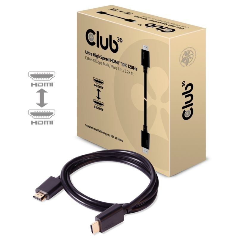 Club3D Club 3D HDMI 2.1 Kabel 1m Ultra High Speed 4K120Hz 8K60Hz St./St. schwarz CAC-1371