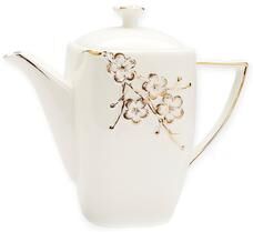 Classic Touch "Milk Dispenser Gold Floral Artwork Design W/ Handle - 8"""