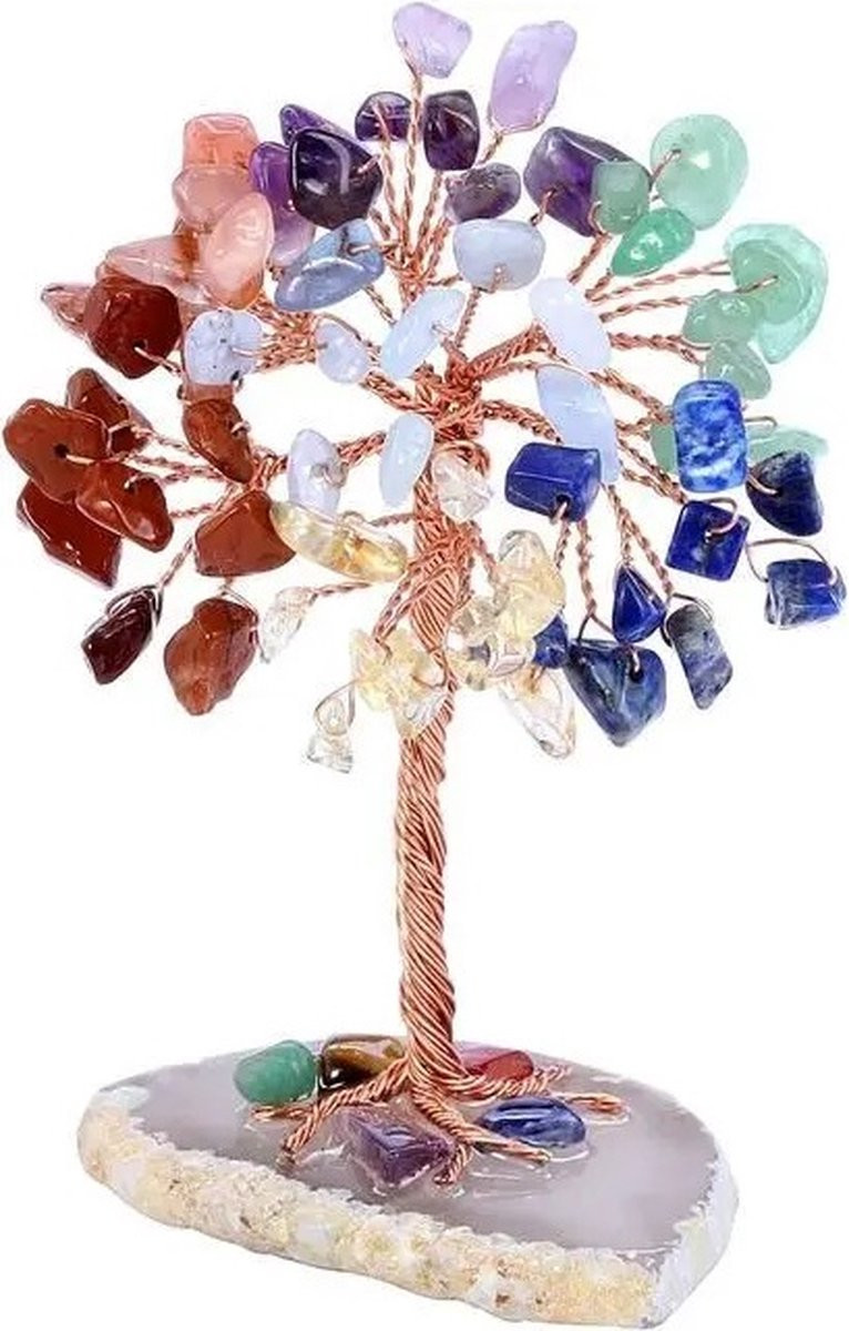 Koning Import Tree of Life Decoratie - Kristallen Chakra Edelstenen en Mineralen - Agaat - Geldboom