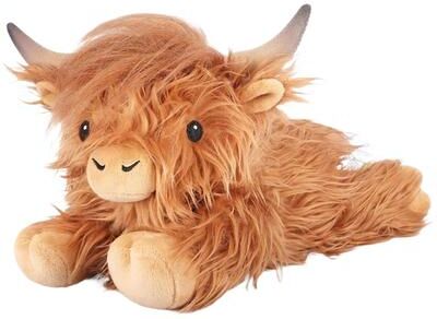 Friendly Fresh Finds Lying Highland Cow Plush Toy Soft Stuffed Animal Doll, Cute Plushie, Kawaii Kids Xmas Gift highland Cow