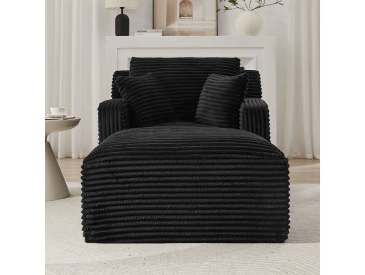Canapé chaiselongue - SOGEU - Chaise longue - Gris - Velours côtelé - Inclinable