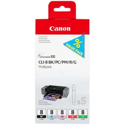 Canon CLI-8 BK/PC/PM/R/G Multipack mit 5 Tinten