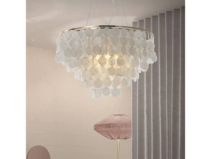 Lustre LED rond en forme de coquillage moderne, chromé doré, pour hôtel, restaurant, salon, chambre à coucher, éclairage décoratif