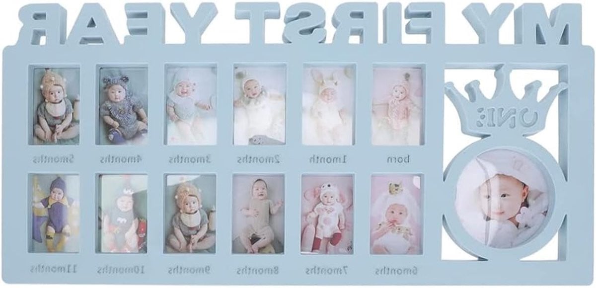 Babyfotolijst Mijn Eerste Jaar - Blauw - 39 cm