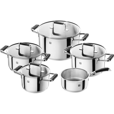 Topf-Set ZWILLING "Poletto", silber (silberfarben), Töpfe, 18/10 Edelstahl, Rostfrei, Silber, 5-tlg., Induktion