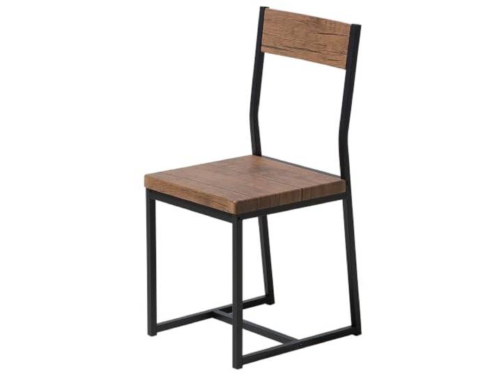 Beliani Essstuhl 6er Set Holzoptik Dunkelbraun Stahlgestell schwarz Industrie Laredo