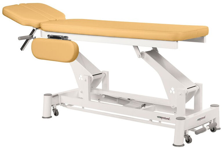 Marquesa elétrica Ecopostural de dois corpos com braços abatibles e estrutura de biela branca (188 cm x 50 cm)