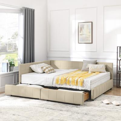 Full Size Storage Upholstered Tufted Frame Sofa Bed with Backrest and Armrests