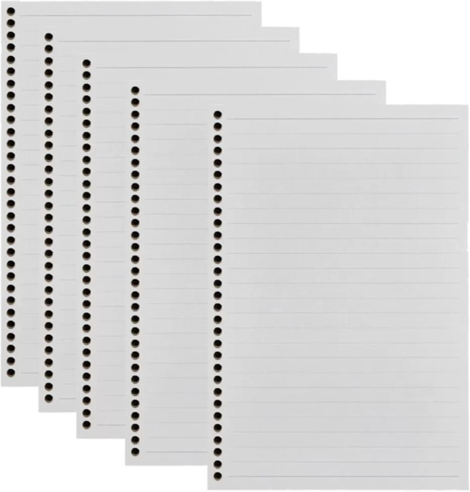 INF 5er-Pack A4 Liniertes Einlegepapier 30-Loch – 80 Blatt, 100g, Weiß