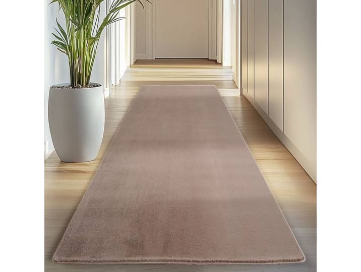 Carpettex Tapis Runner Brun 80x250 cm  Lavable Tapis à Poils Courts Antidérapant et Doux pour Chambre Cuisine et Couloir