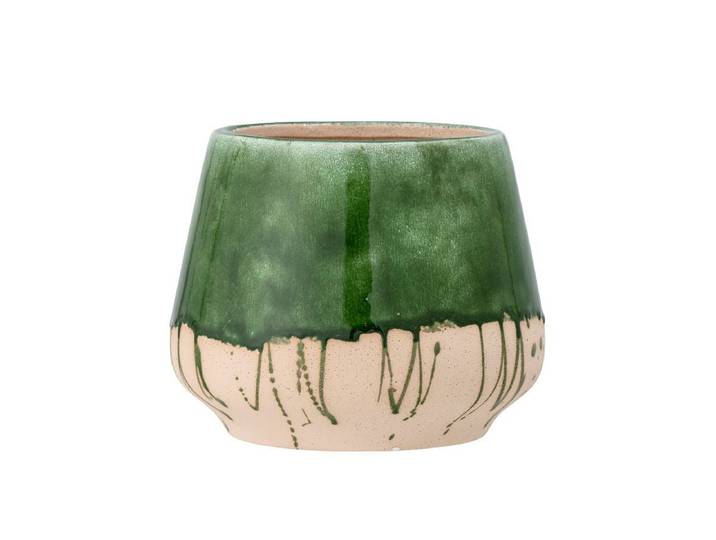 Blumentopf Avino – Reaktive Crackle-Glasur in Grün - Grün - Luxusbetten24