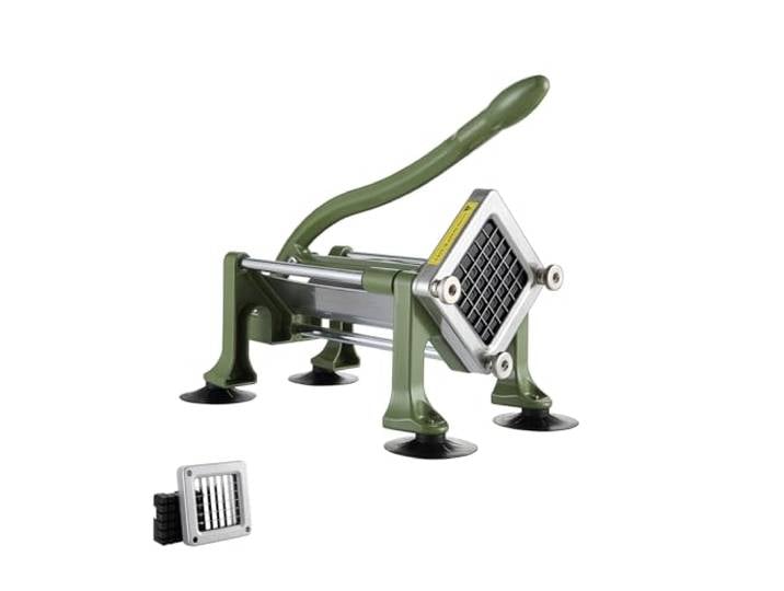 VEVOR Coupe-Frites Manuel\, Coupe-Légumes Multifonction avec Lame en Acier Inoxydable de 12\,7 mm\, Coupe Pomme de Terre Patates avec Ventouse\, pour Concombres\, Carottes\, Restaurant\, Cuisine\, Vert