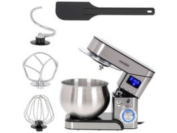Robot Pâtissier Boulangerie Cuisine Ménager Multifonction Bol Inox 5L 6 Vitesses Mesko MS4228 2000W Argent