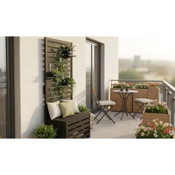 Balkonspalier 70 x 40 x 180 cm - imprägniertes Kiefernholz, Anthrazit - Sichtschutz Pflanzkasten – Balkon Rankgitter für Sichtschutz