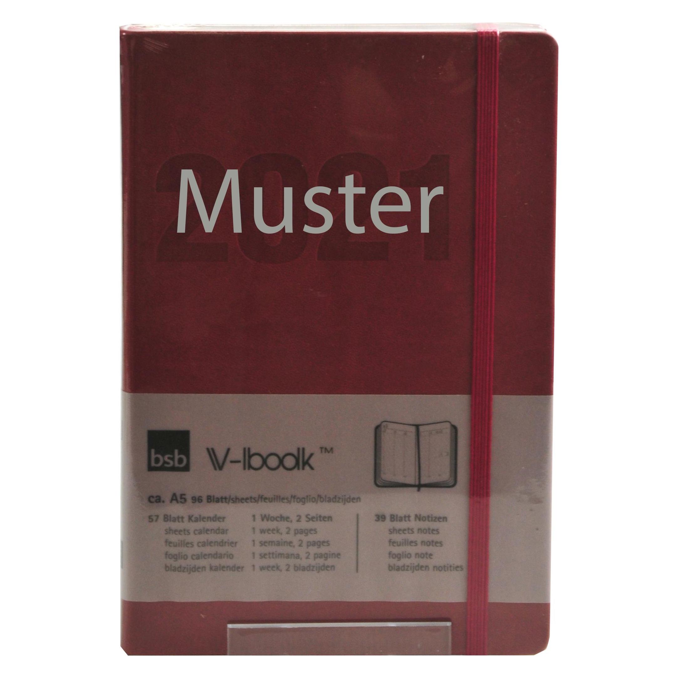 BSB-Obpacher Buchkalender A5 Kunstleder bordeaux (A5, 1 Woche / 2 Seiten) (02-0147)