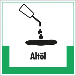 Schild I Abfallkennzeichen Altöl, mit Symbol und Text, Kunststoff, 200x200mm