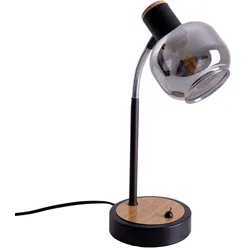 Tischlampe Tischleuchte Nachttischlampe Rauchglas Leselampe flexibel H 34 cm