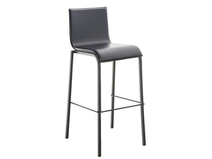 TPFLiving Barhocker Avon GS Gestell Schwarz Stoff flach - Schwarz