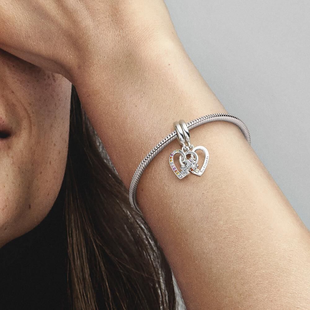 Pandora Teilbarer Freundschafts-Charm-Anhänger Herzen silber